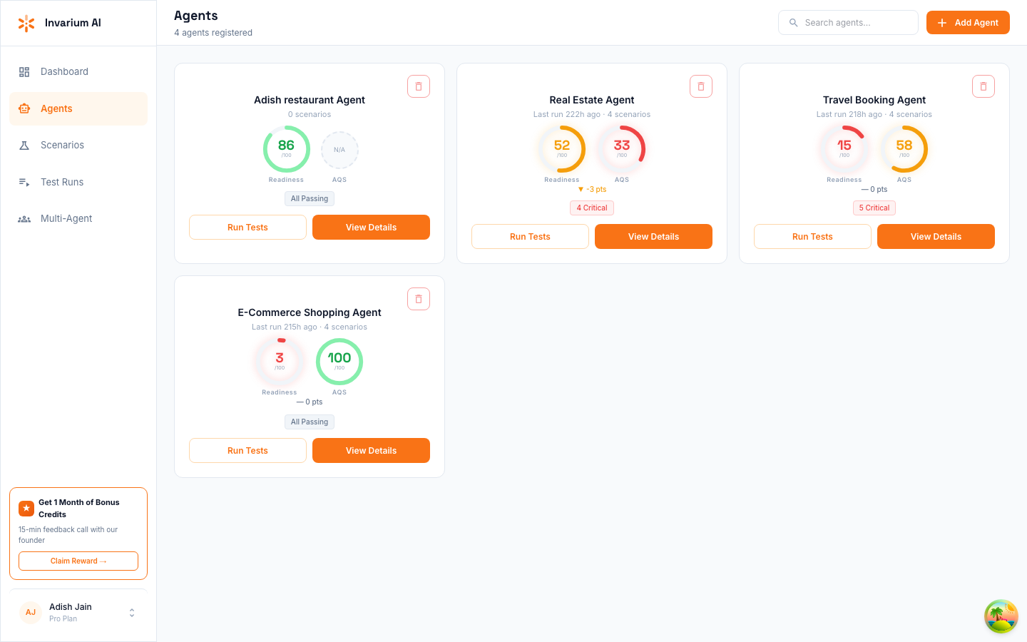 Invarium Agents page